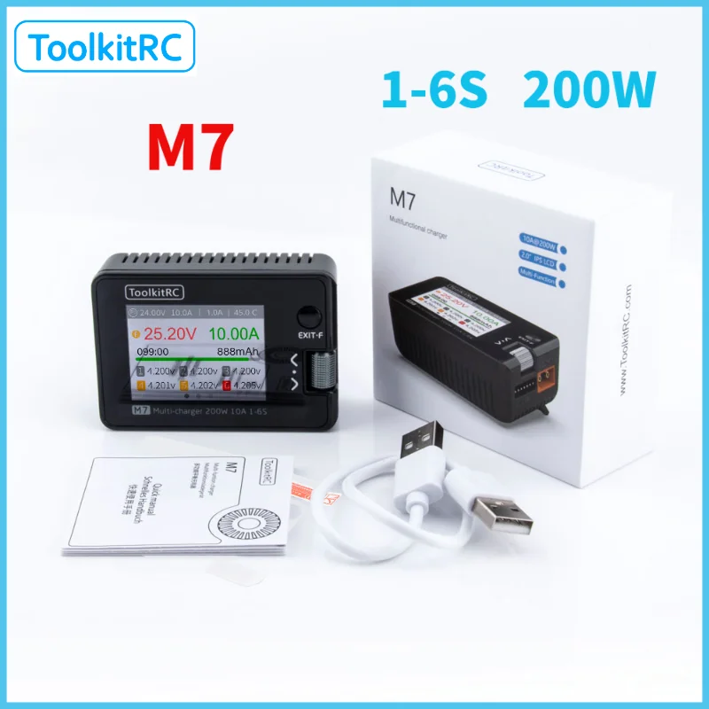 ToolkitRC M7 Балансное зарядное устройство Разрядное устройство Многофункциональное зарядное устройство для 1-6S Lipo батареи RC Самолеты Литиевая батарея с фиксированным крылом