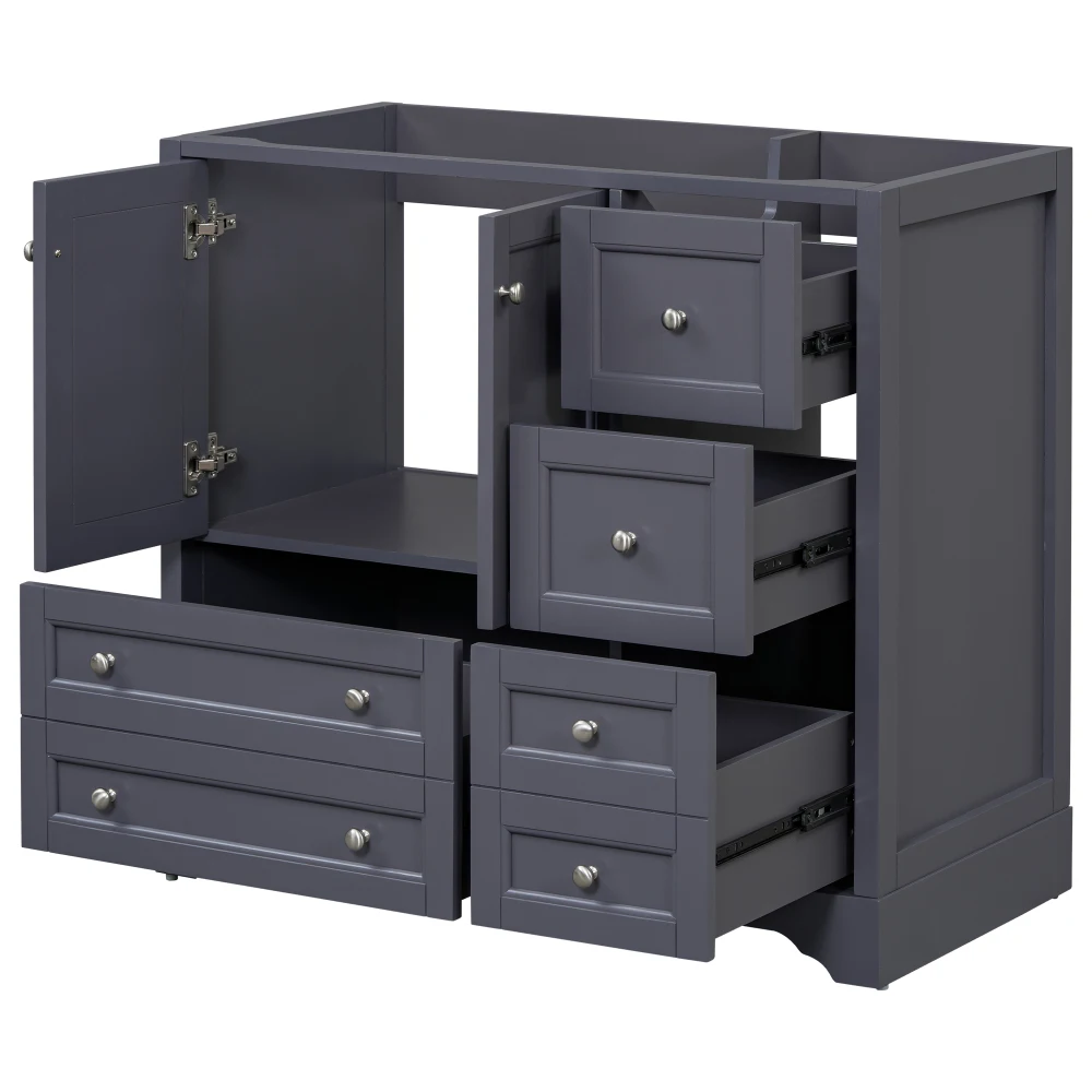 36inch Bathroom Vanity with Sink,  Solid Wood Freestanding Bathroom Vanities with 4 Storage Drawers and Shelf, Soft Closing 4