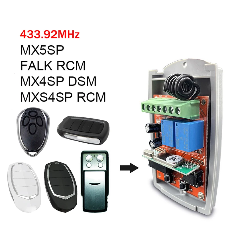 Voor MOTORLINE MX5SP FALK RCM MX4SP DSM MXS4SP RCM Garagedeur Afstandsbediening Ontvanger Gate Opener 2 Kanalen 433.92MHz