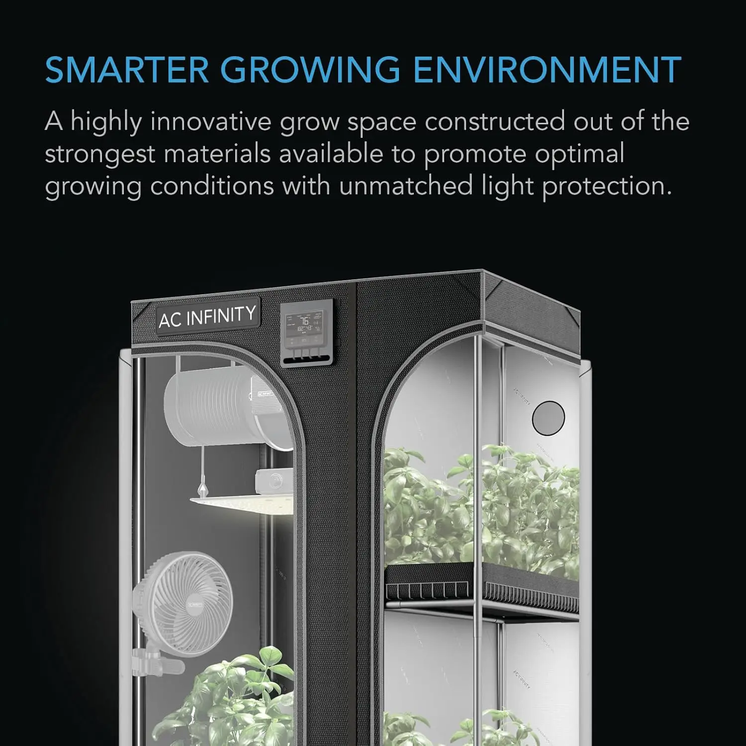 2-in-1 Advance Grow Tent, 60"x48"x80" Thickest 1 in. Poles, Highest Density 2000D Diamond Mylar Canvas