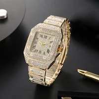 Classic Luxury Business Men's Steel Strap Square Roman Scale Rhinestone Quartz Watch Lesiure Male Wristwatch Relogio Masculino 3