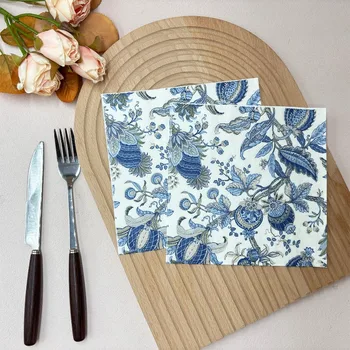 10/20pcs 33*33cm 2Ply Blue & White Vintage Pattern Colorful Napkins Dining Table Party Atmosphere Decoration DIY Decoupage Paper 1