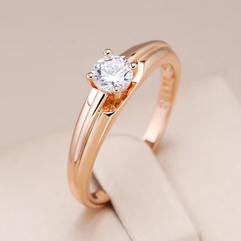 Kinel Hot Classic Bride Wedding Rings 585 Rose Gold Color White Natural Zircon Simple Korean Ring For Women Daily Fine Jewelry 1