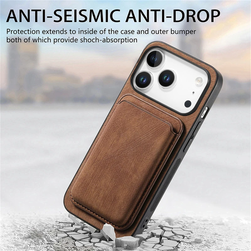 Leather Magnetic Wallet Case with Detachable Card Slot Back Cover