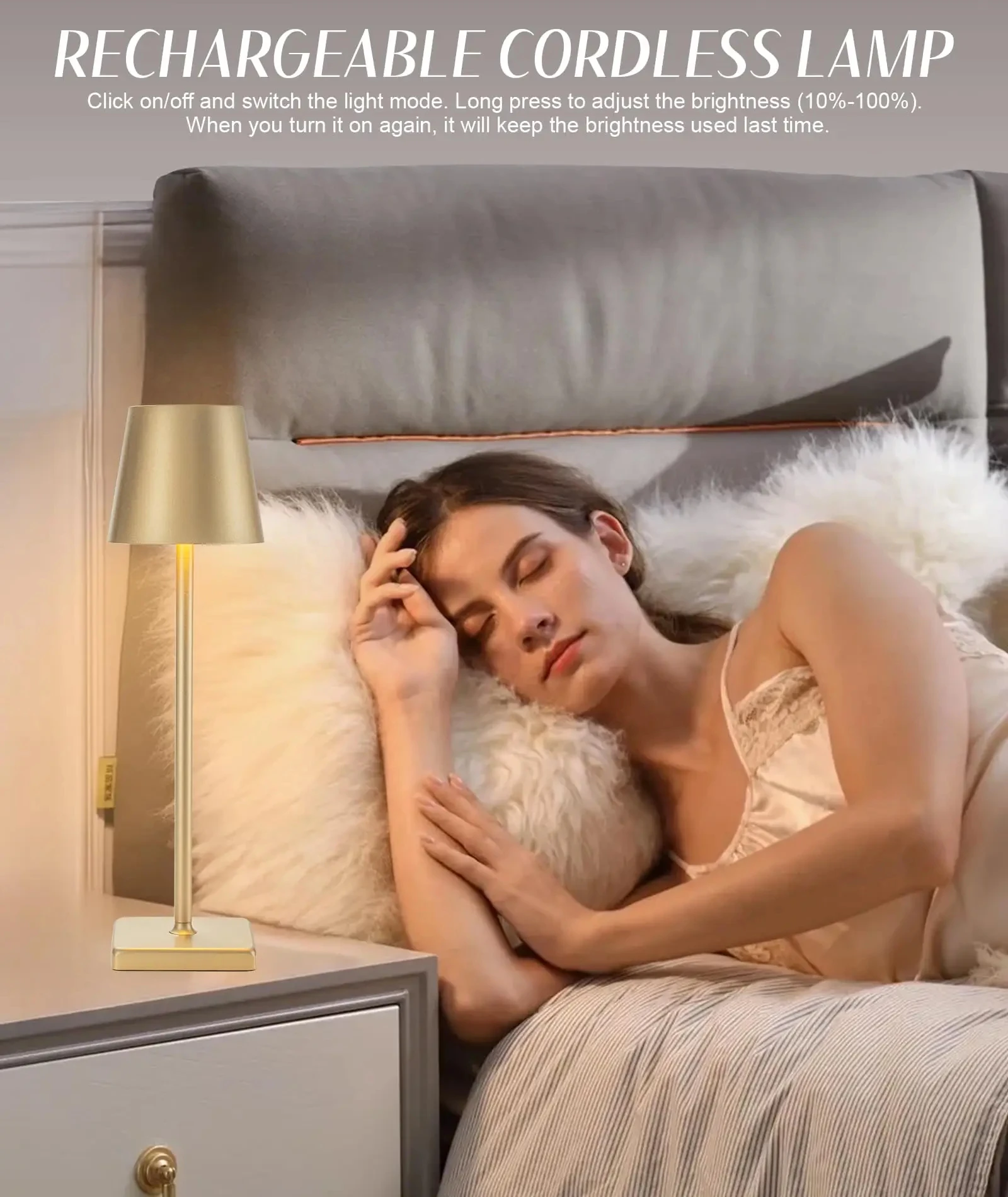 Wireless Touch LED Table Lamp - 3-Level Dimming for Bedroom Dining Room Bar and Desk