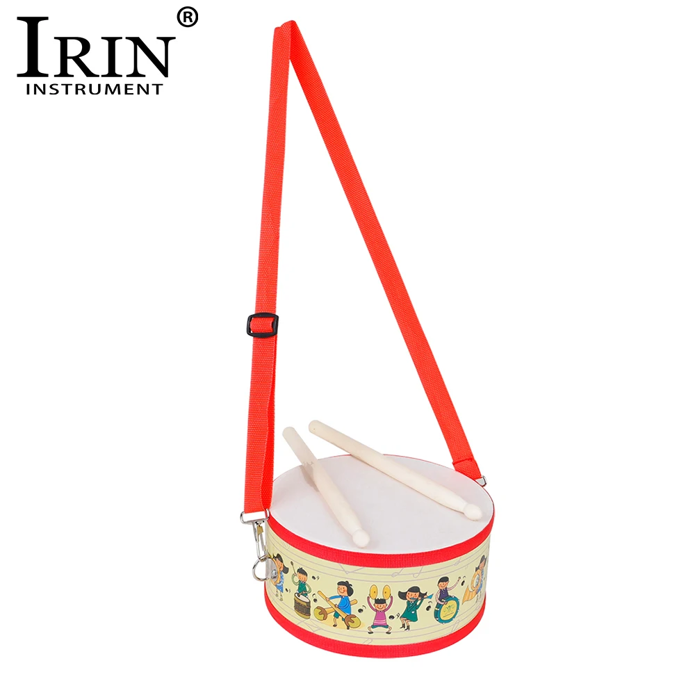 IRIN Cartoon Tambourine Set Portable Wooden Hand Drum Percussion Instrument Strap Kids Music Gifts Child Educational Toys
