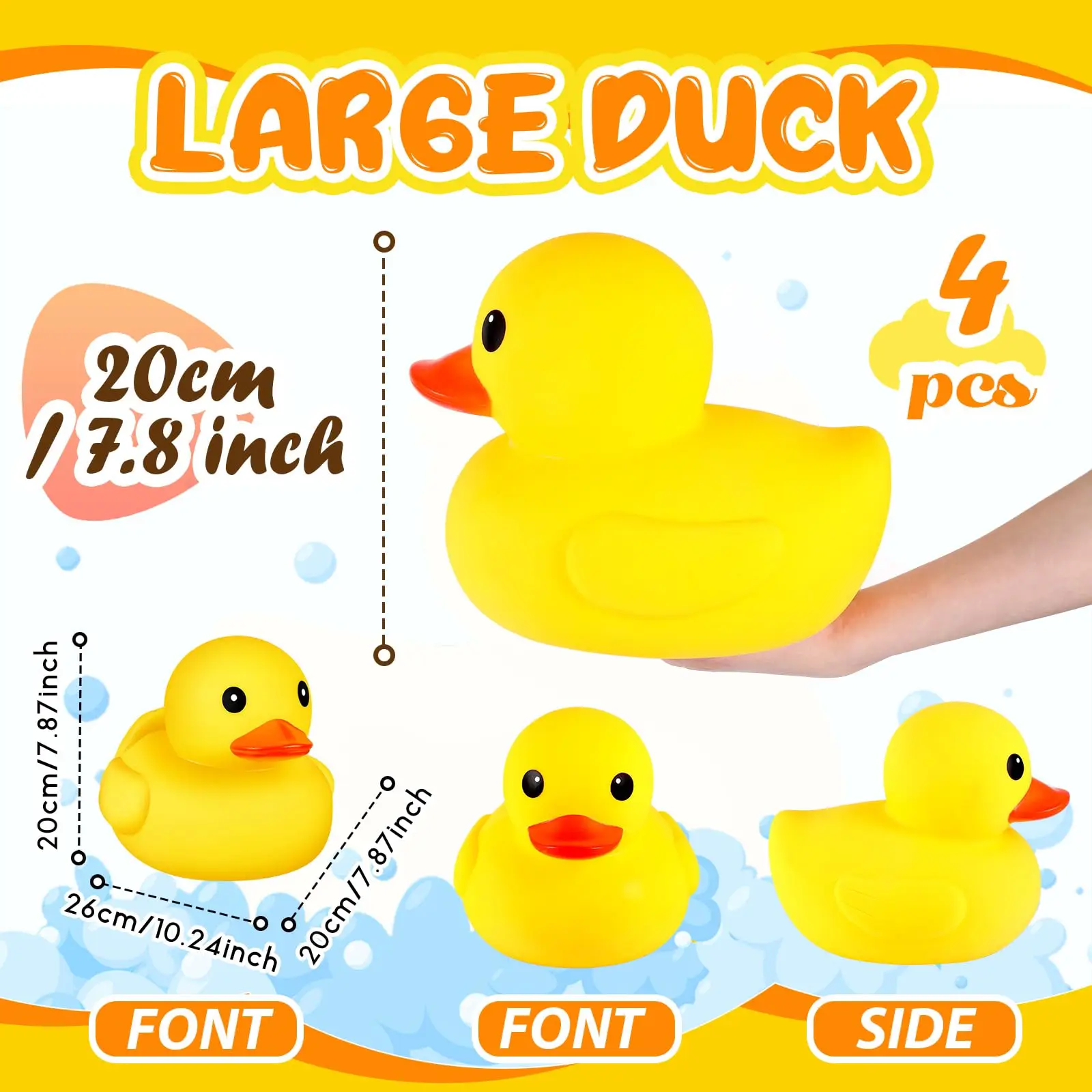 1/2 Pcs Rubber Duck 10.2 Inch Duck Toy Giant Rubber Duck Large Rubber Ducky Toy Squeaky Big Yellow Rubber Ducks 2