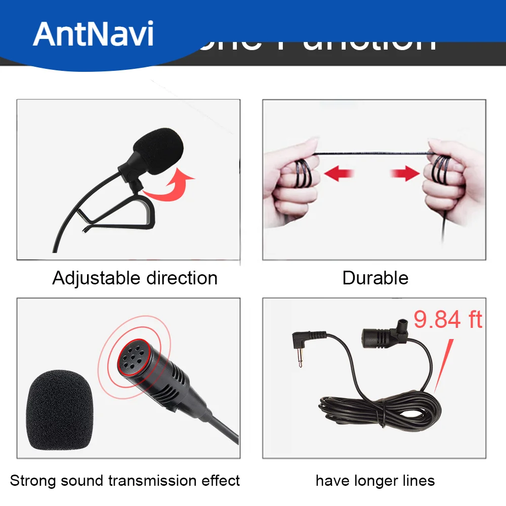 3m Car Audio Microphone 3.5mm Clip Jack Plug Cable Mic Stereo Mini Wired External Microphone For Auto DVD Radio Professionals