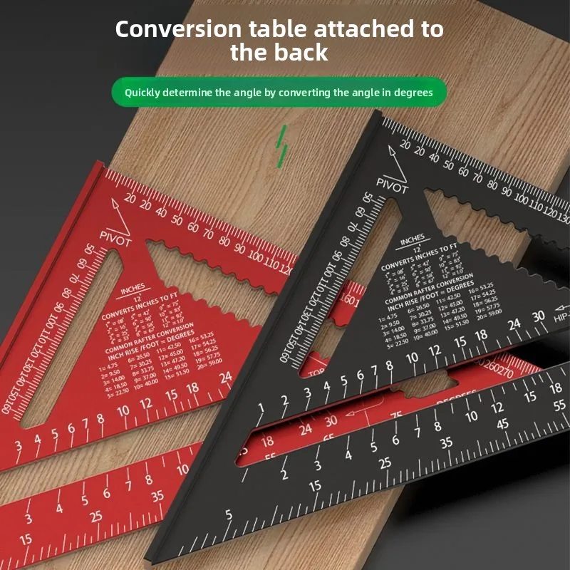مثلث زاوية حاكم متري سبائك الألومنيوم زاوية المنقلة الثلاثي مسطرة قياس الأعمال الخشبية مثلث مربع
