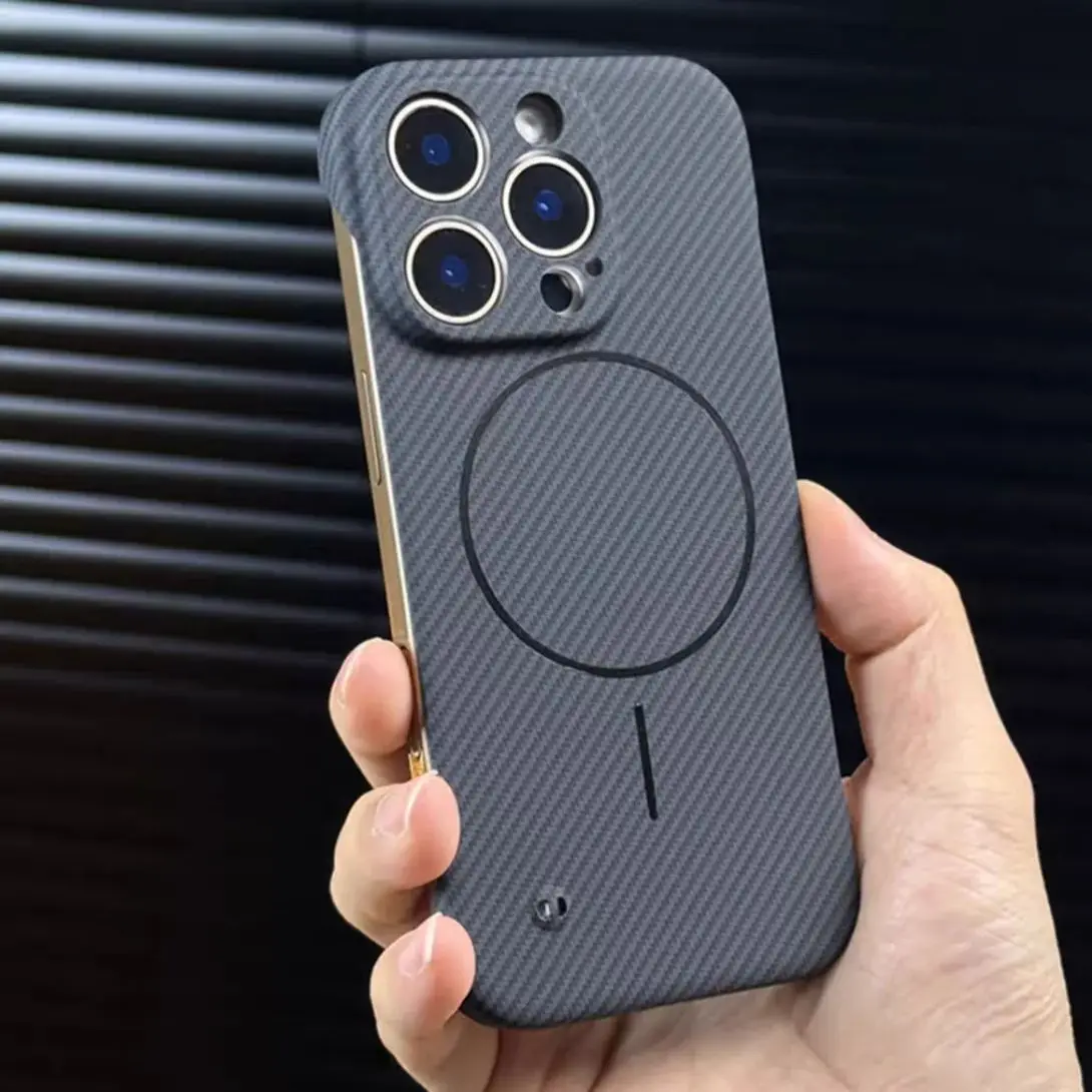 Ultra-Slim Frameless Kevlar Carbon Fiber Magnetic Case with Wireless Charging Compatibility