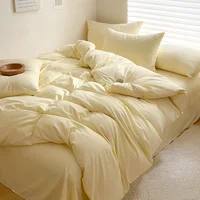 Ensemble de literie en coton, linge de lit solide, avec drap, housse de couette, taie d'oreiller, pour Couple simple, King, Queen, Double, taille 6