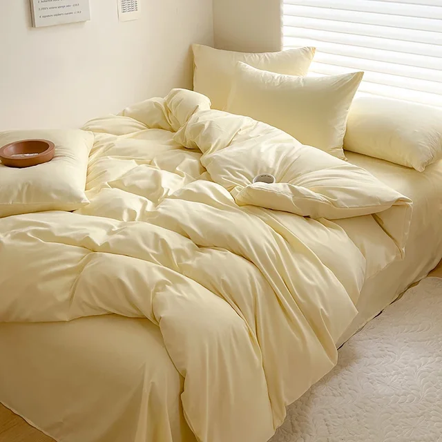 Solid Bed Linen Cotton Bedding Set 6