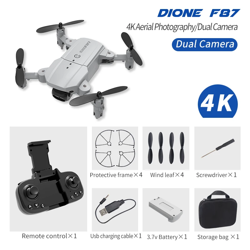 F87 RC Mini Quadcopter Professional drones with Dual camera WIFI FPV 4K HD Fixed Height Foldable Dron Helicopter Toys RC Quadcopter modern RC Quadcopter