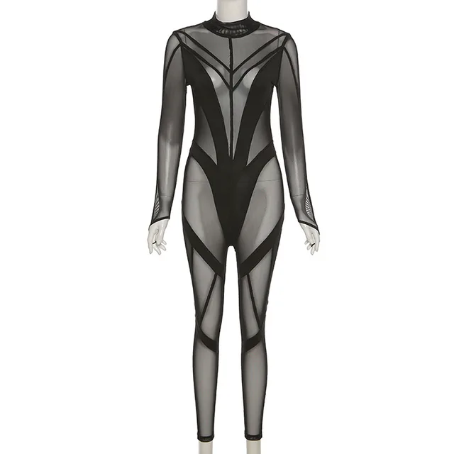 Women Spandex Full Zentai Bodysuit Sexy Black Turtleneck Long