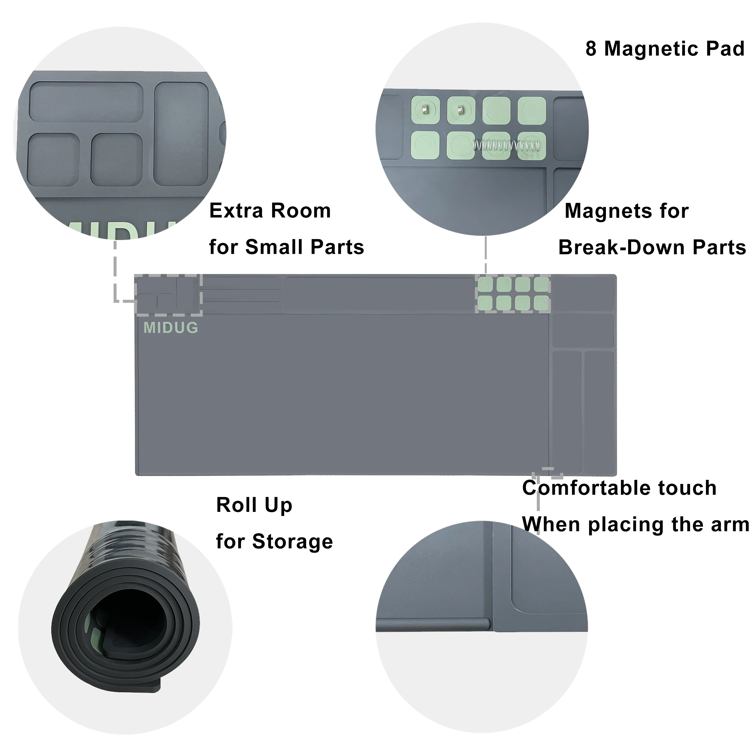 Tappetino Magnetico Per Pulizia Armi - Antiscivolo 420x265 Mm O 900x300 Mm Con Scomparti - Foto 3