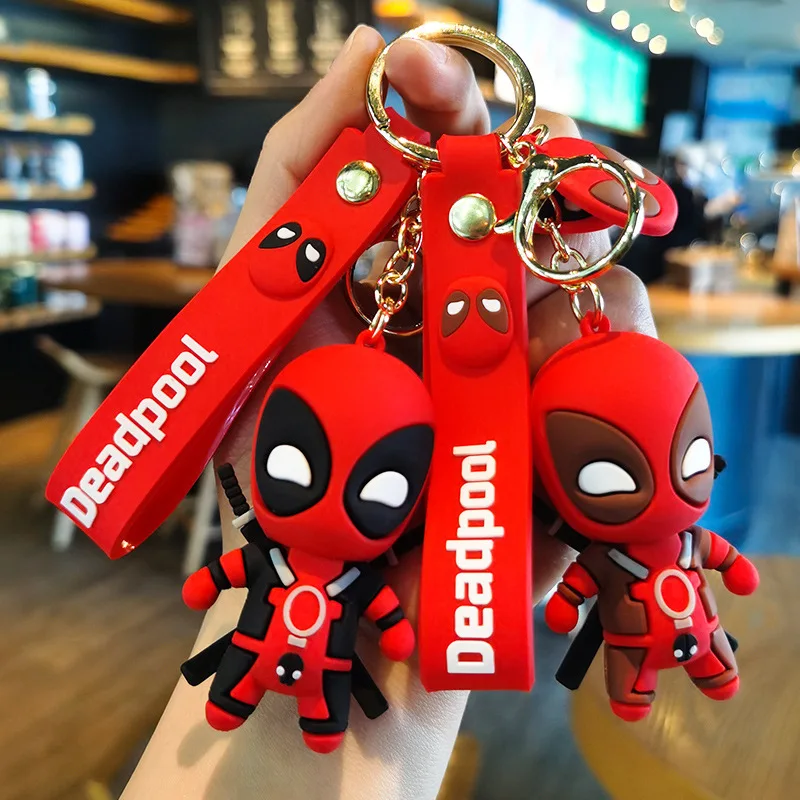 

Marvel Cute Anime Figures Doll Bag Pendant Deadpool Q Version Fashion Backpack Keychain Couple Keyring Jewelry Birthday Gifts