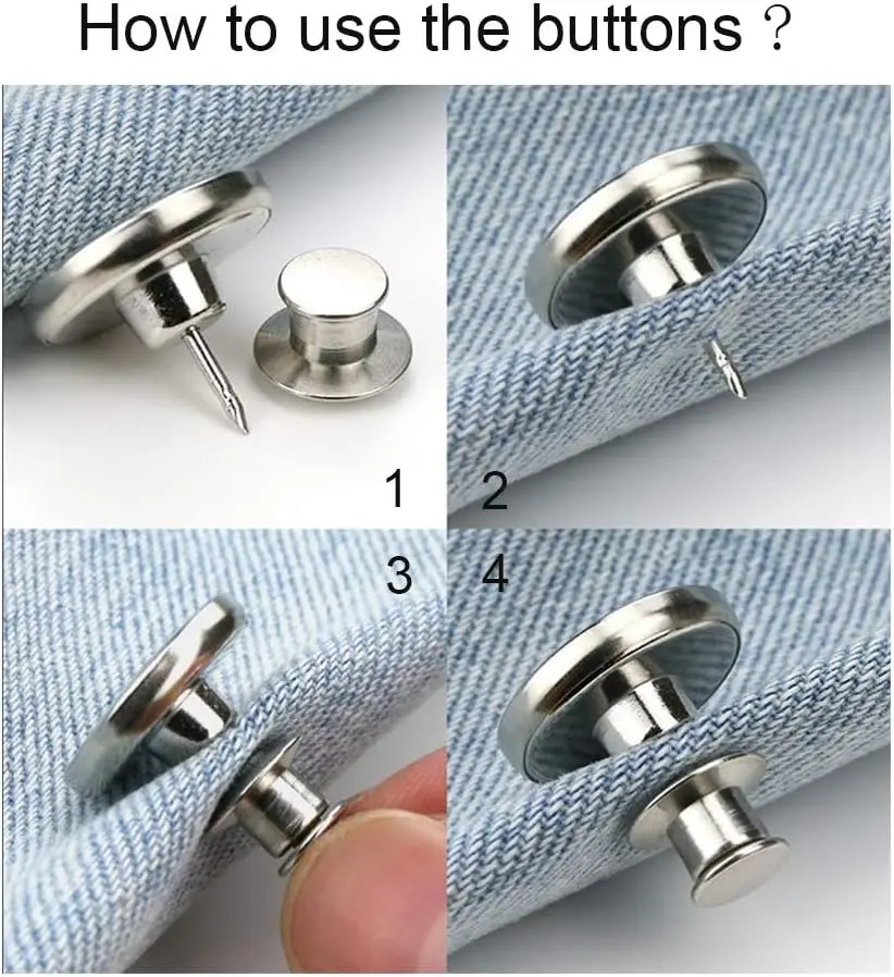 4/8Pcs Adjustable Jeans Button Pins Pant Waist Tightener No Sew Jean Button Pins for Pants Clothing Button Accessories