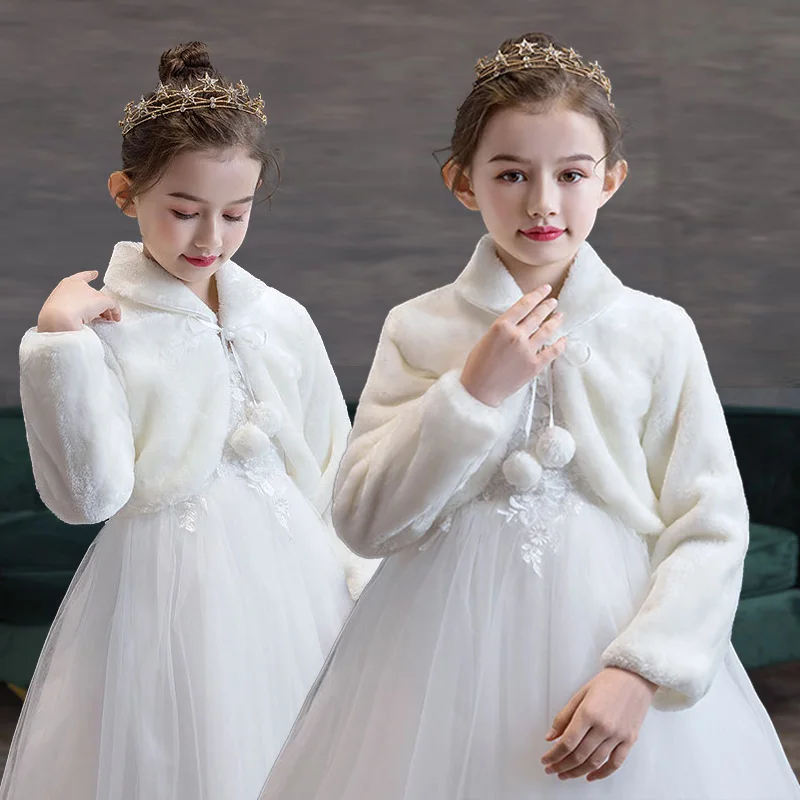 Kids Jackets Kids Coats Girls Plush Jacket Princess Warm Cape Children Wedding Birthday Party Long Sleeves Clothing
