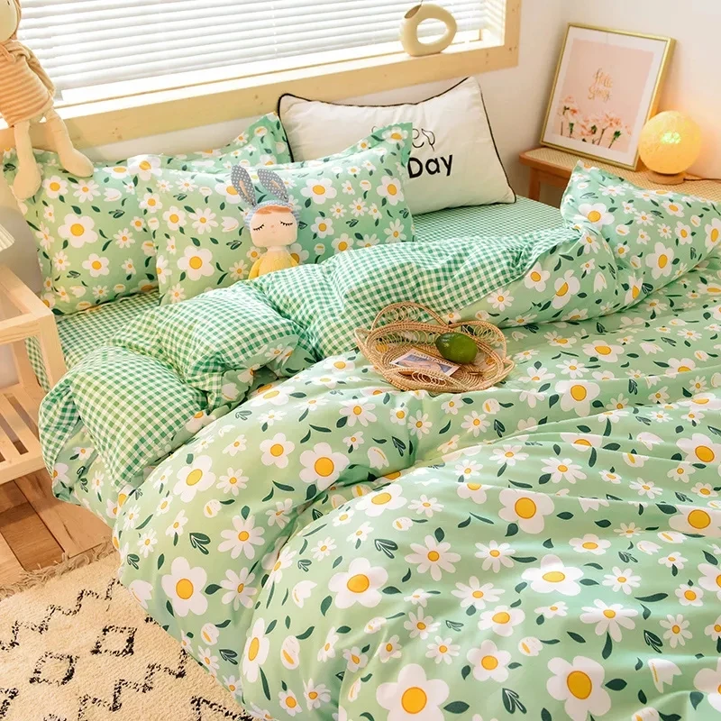 Cute Queen Duvet Pillow Case Set  Queen Cute Green Duvet Cover - Style Green  Floral - Aliexpress