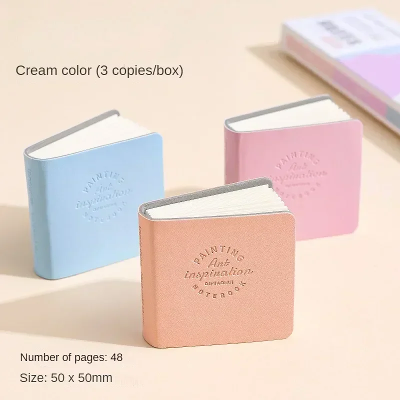 Mini Carnet De Croquis Aquarelle 5x5 Cm - 3 Pièces - Papier 300 G/m², Couverture En Cuir Faite Main - Portable Pour Artistes Et Étudiants