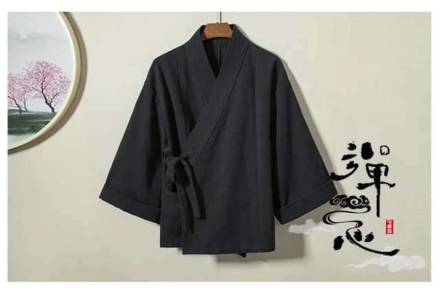 Veste Kimono Peignoir Chinois Homme Hanfu – Robe En Satin Pour