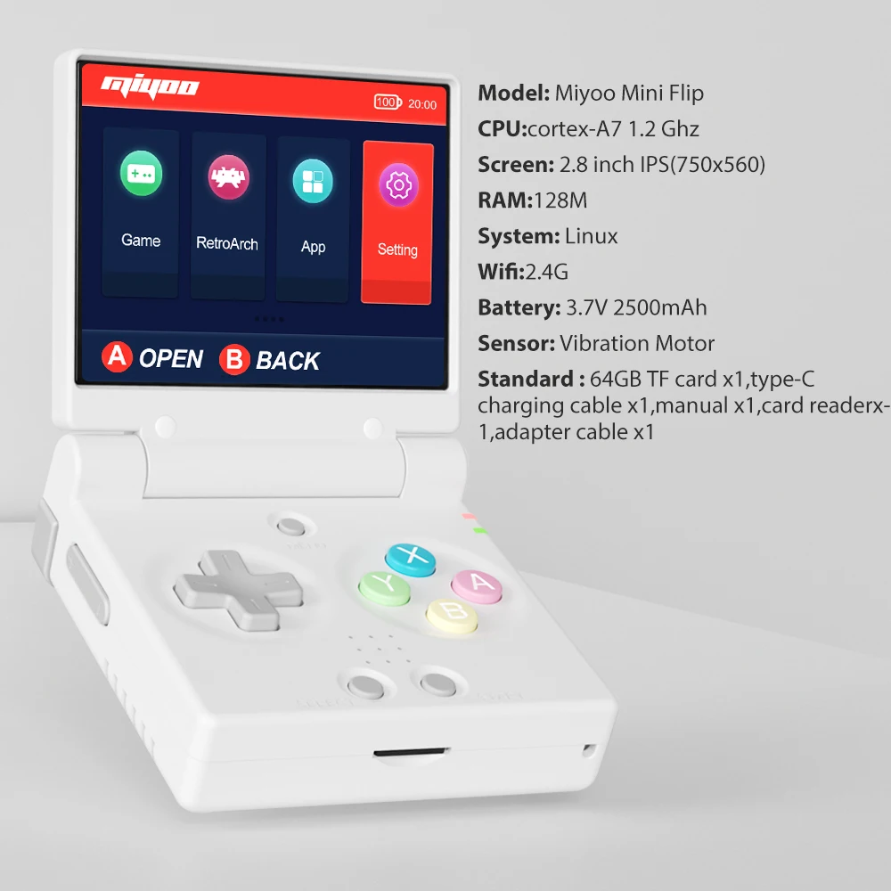MIYOO Mini Flip Handheld Console - 2.8'' IPS Screen, Portable Retro Game Emulator, Gift For Gamers_voghion.com