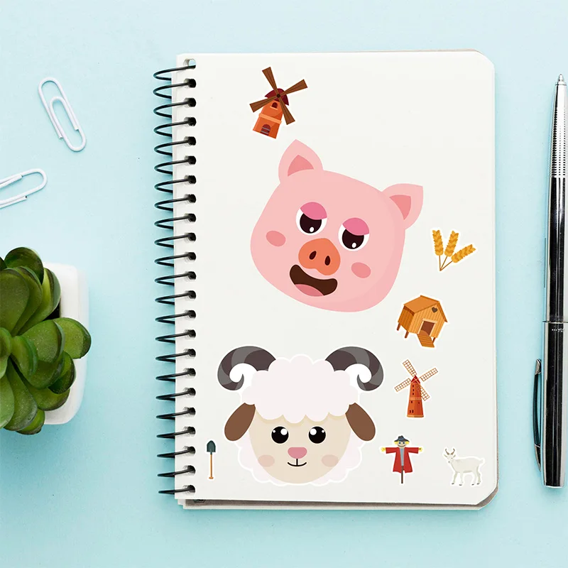 6 Sheets/Set Farm Animals Assembled Sticker Kids DIY Make Animal Facial Expression Stickers Creative Toys Gift 4