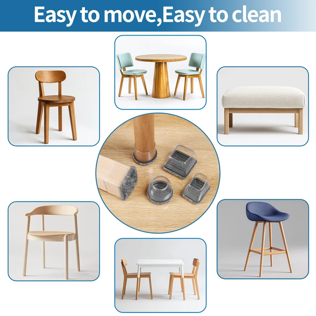 Protège-pieds de chaise en silicone, antidérapant, empêche les rayures, silencieux, bois dur, protecteur de sol, feutre imperméable, coussin de pieds de meubles, 16 pièces 5