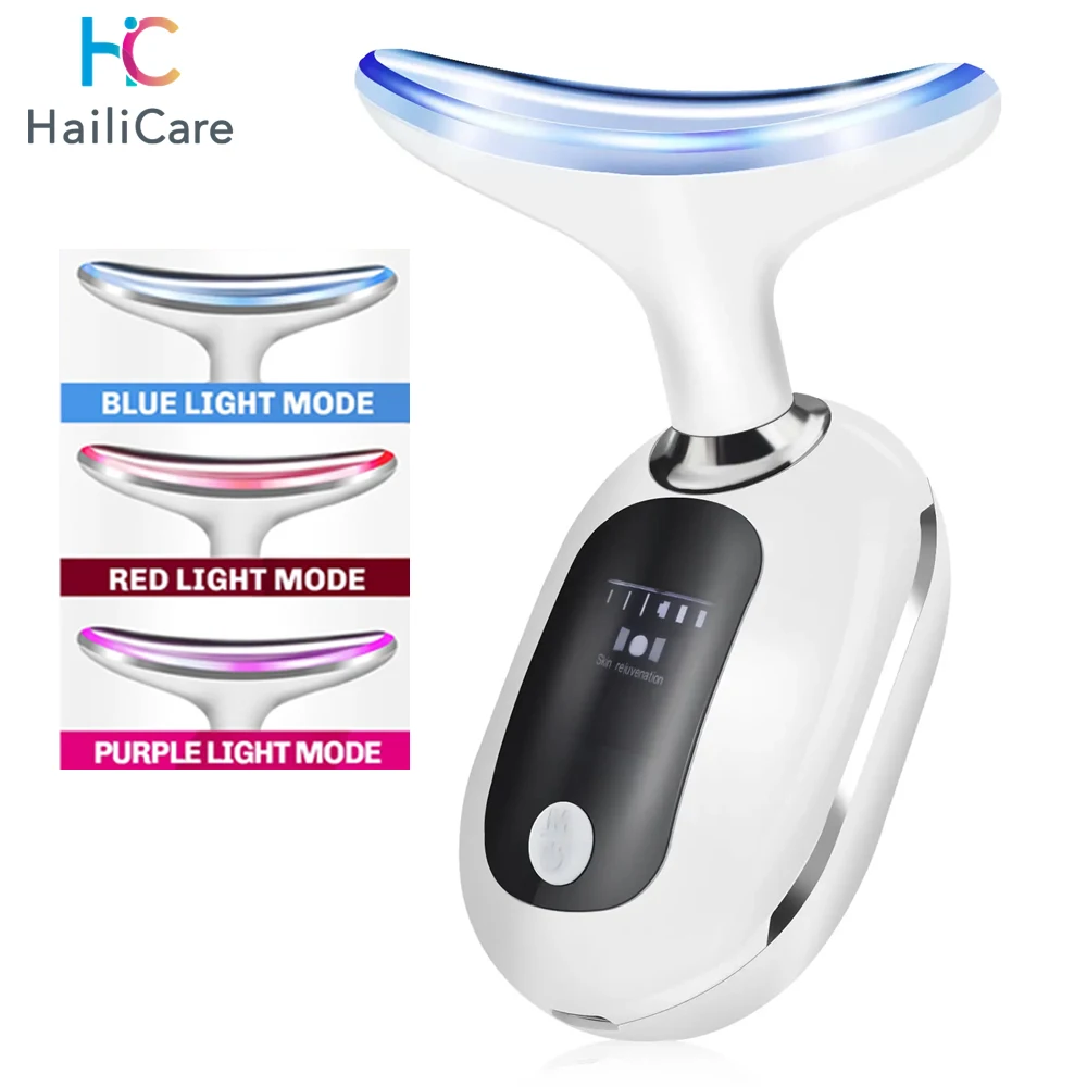 EMS Face Neck Lift Beauty Device Facial Massager Red Light Therapy Double Chin Remover Skin Rejuvenation Tightening Anti Wrinkle