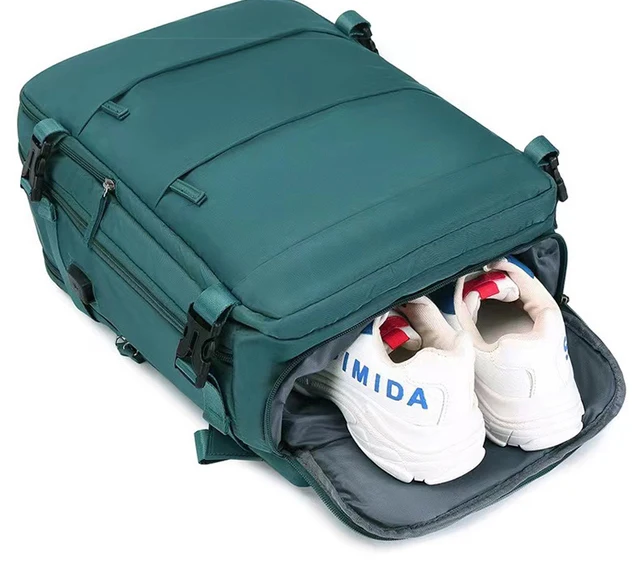 Sac à Dos De Voyage 40L Vert – Ouverture Valise, Compartiment Chaussures 40x20x25