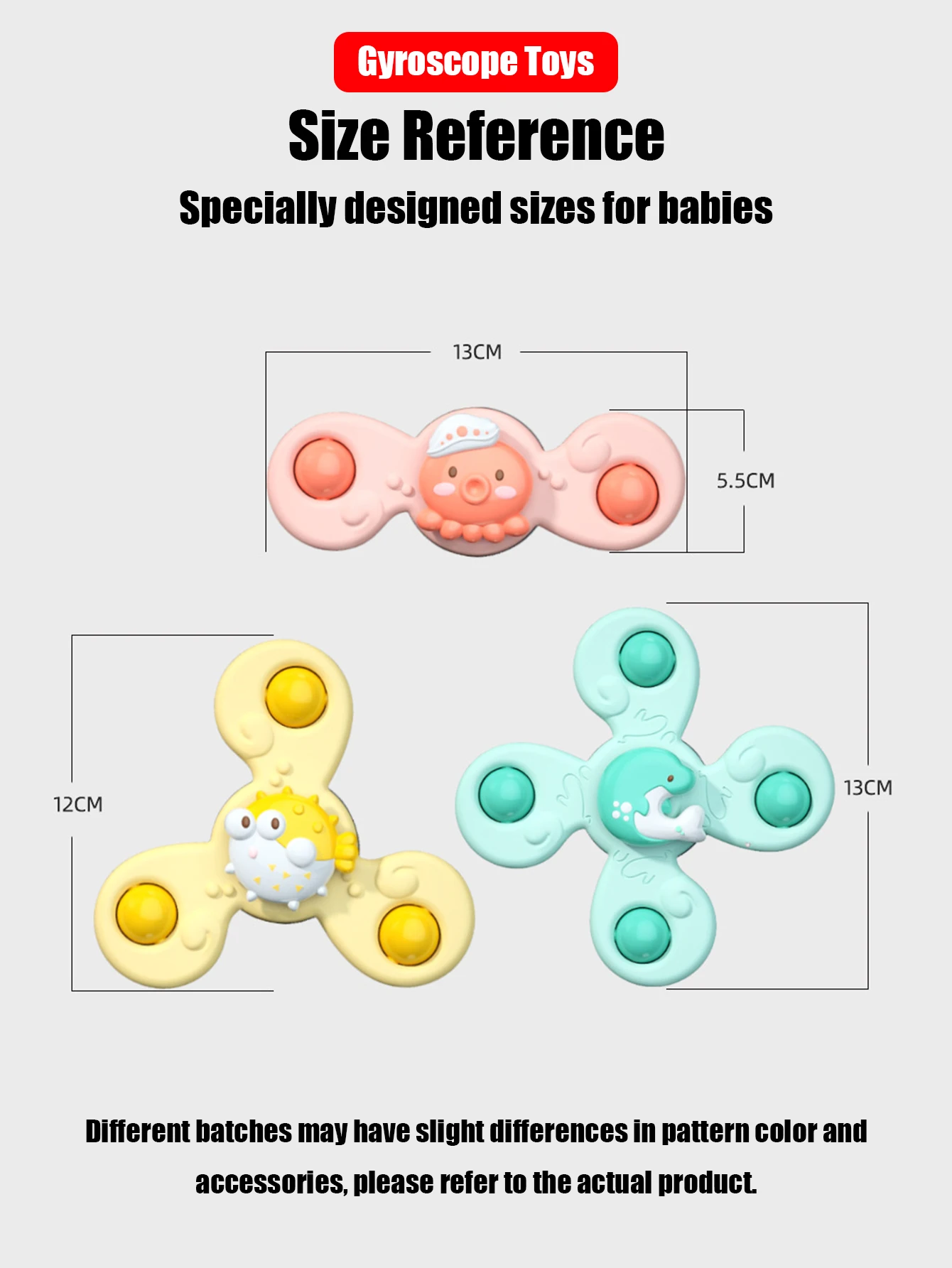 3Pcs/Set Baby Bath Toys Funny Bathing Sucker Spinner Suction Cup Cartoon Rattles Fidget Educational Toys For Children Boys Gift 6