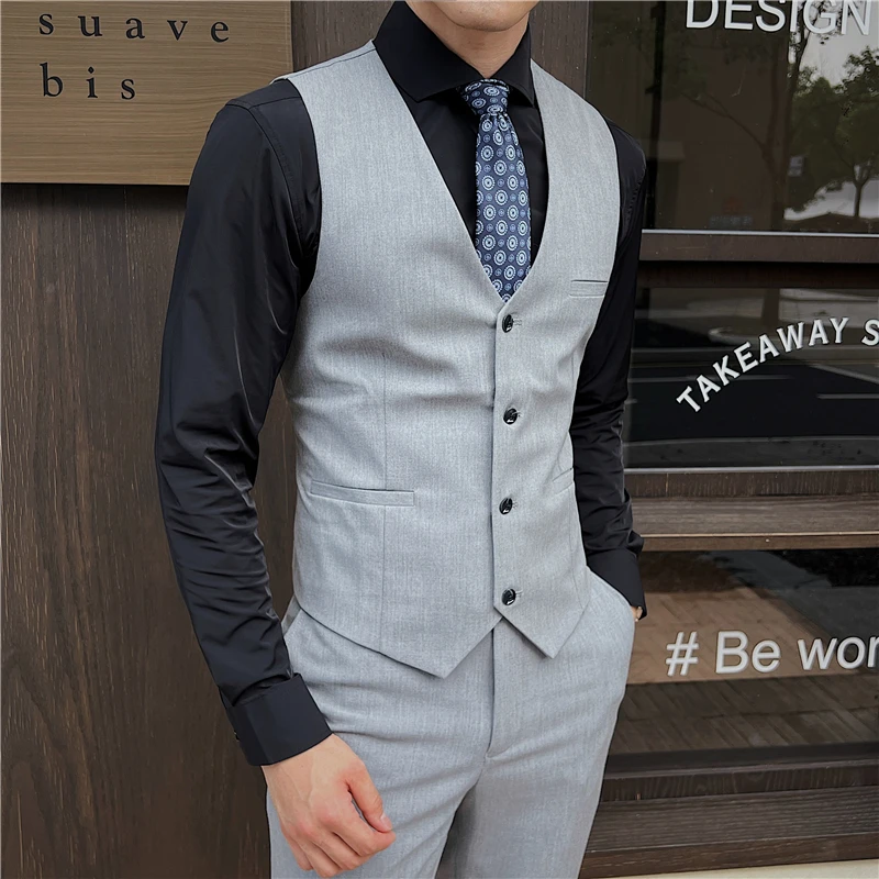 

7XL 6XL New Style Men Spring High Quality Business Suit Vest Male slim fit fashion Blazers Groom's wedding dress 3 Color