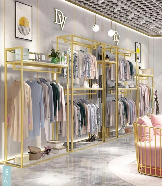 Clothing Store Display Rack Floor Type Women's Clothing Store Special  Display Shelf Clothes Rack Gold Hanger - Hangers - AliExpress