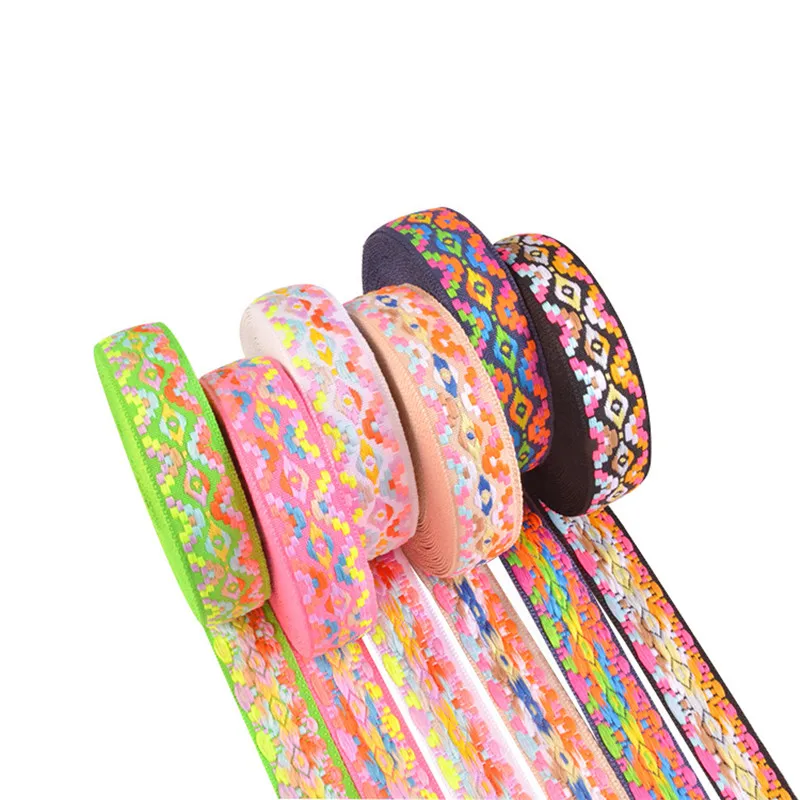 Colorful Floral Geometric Jacquard Embroidered Ribbons 5 Yards 1 Inch 25MM DIY Decoration Webbing Trim