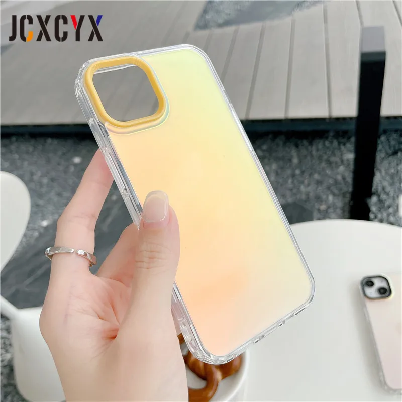 iphone 13 pro max leather case Luxury Matte Laser Transparent Soft Case For iPhone 13 14 12 11 Pro Max XS XR X 8 7 Plus SE3 Camera Lens Protection Clear Cover case for iphone 13 pro max