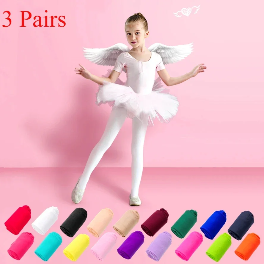 3 Pairs Kids Pantyhose Solid White Ballet Dance Tights For Children Velvet Stockings Sock Pants For Baby Girl Leggings