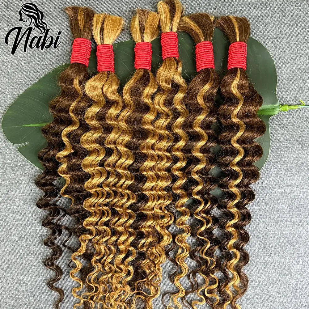 Nabi Bulk Buy Deep Wave 99J# 4/27# Braiding Hair Boho Braids Human Hair Bulk No Weft Natural Extension for Braiding