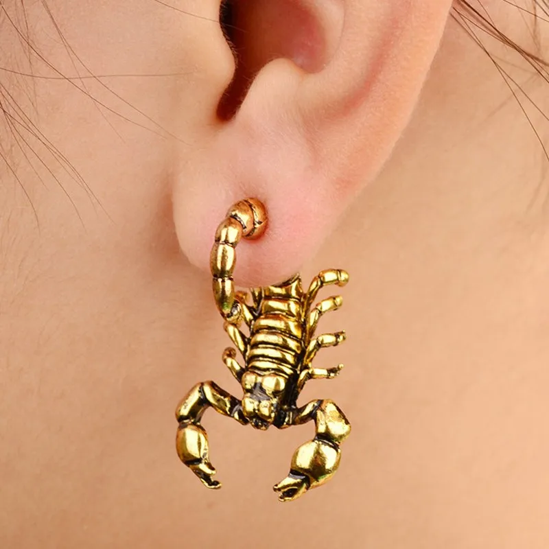 1 Paio Di Orecchini A Perno Alla Moda Con Disegno Di Scorpione, Stile - Foto 3