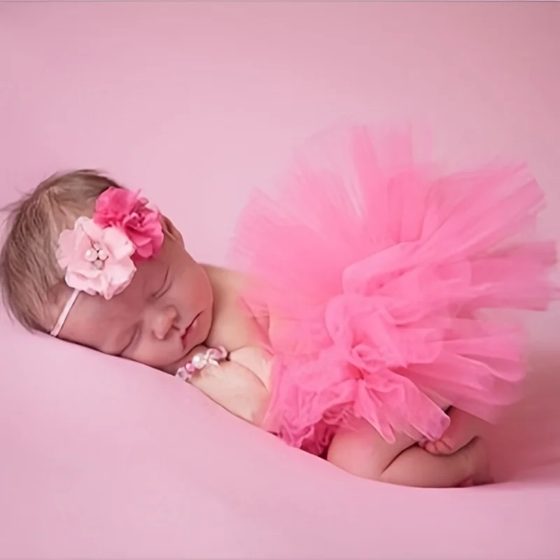 

Newborn Photography Clothing Flower Headband+Skirt 2Pcs/set Baby Photo Props Accessories Clothes Outfits
