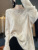 Aliselect Fashion Hollow Out 100% Merino Wool Cashmere Women Knitted Sweater O-Neck Long Sleeve Pullover Top #6