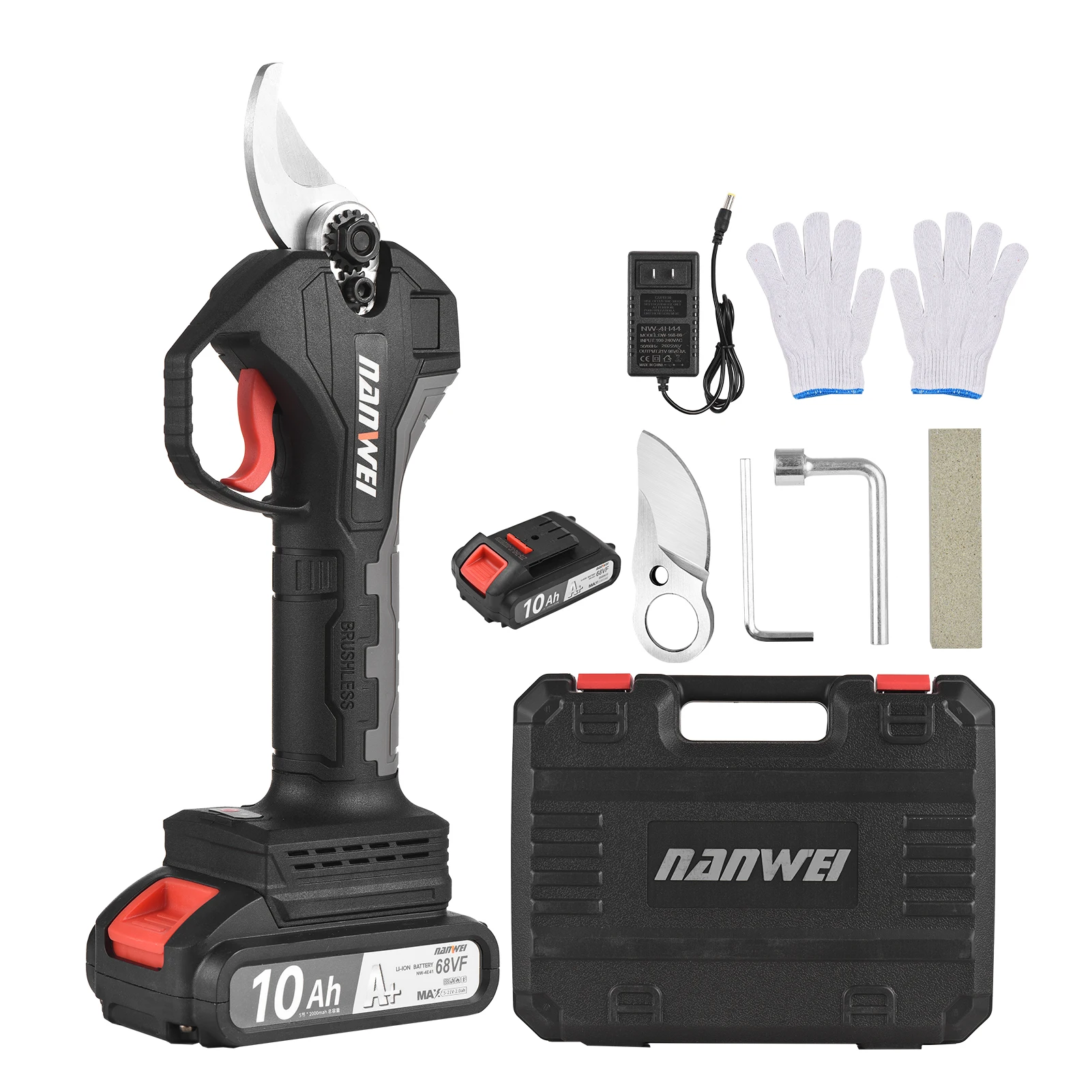 Nanwei 21V Cordless Electric Pruner Pruning Shear Brushless Rechargeable Efficient Fruit Tree Bonsai Pruning Garden Power Tools
