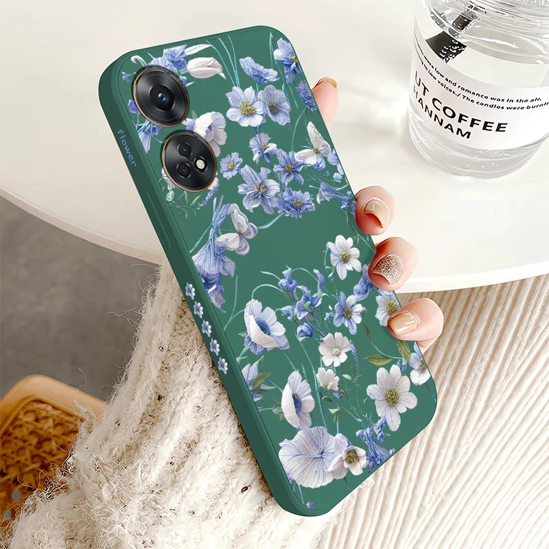Luxury Retro Blue Floral Silicone Shockproof Phone Case