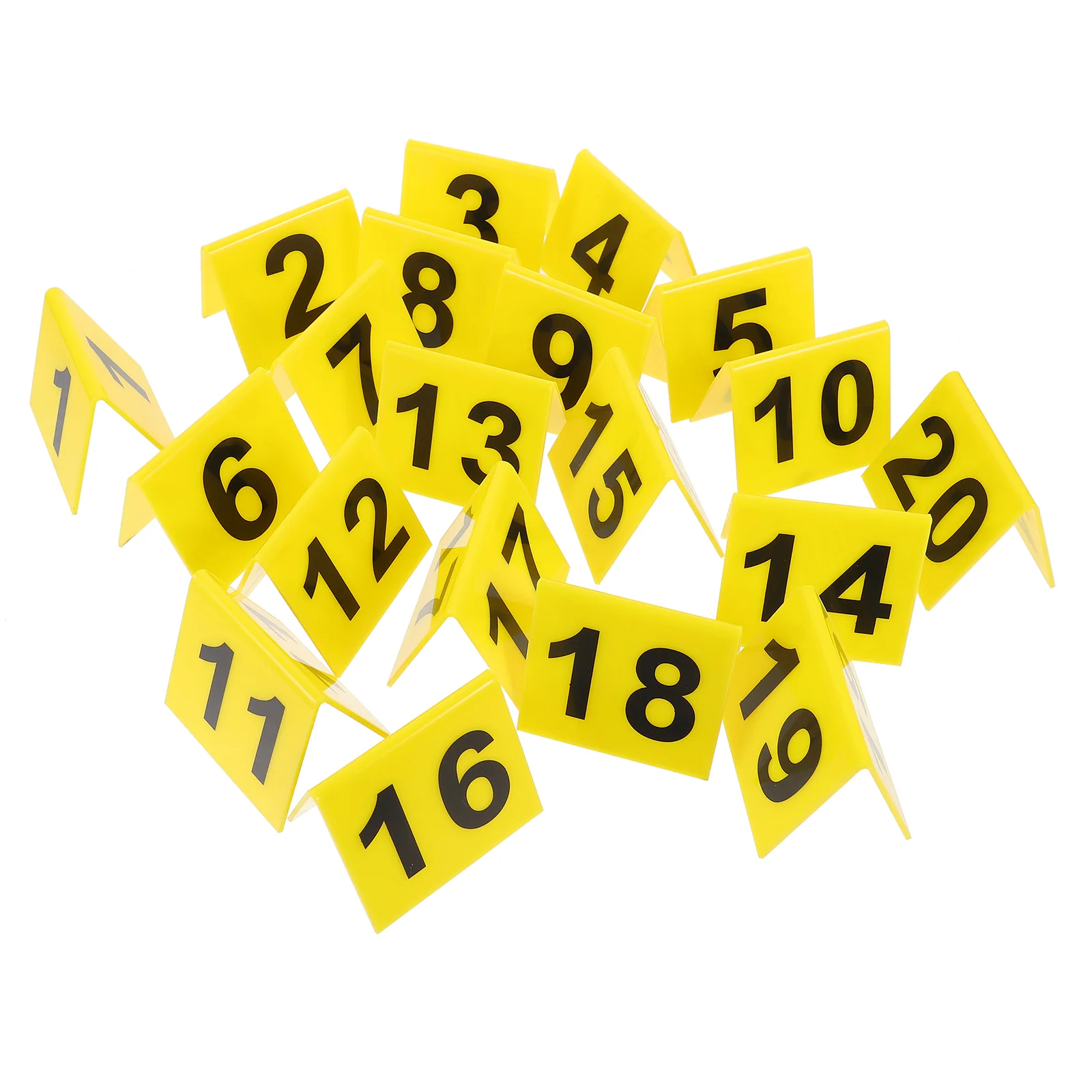 20 Pcs V Shaped Acrylic Table Numbers Restaurant Number Plates Evidence Marker Place Cards Reusable Game Supplies Floor Sign