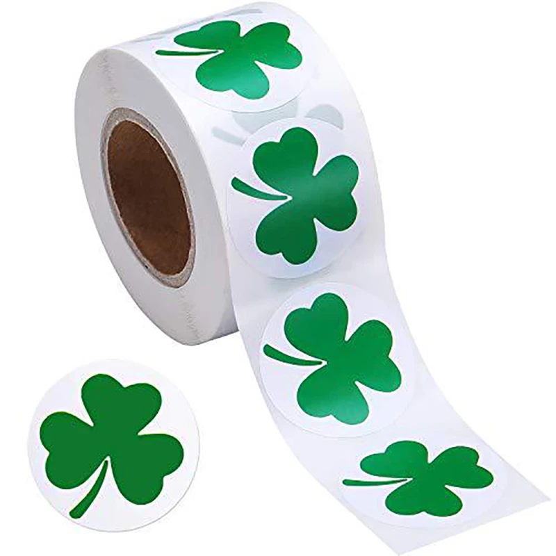 GreenCloverShamrockStickersLabelsIrishHappyStPatricksDay
