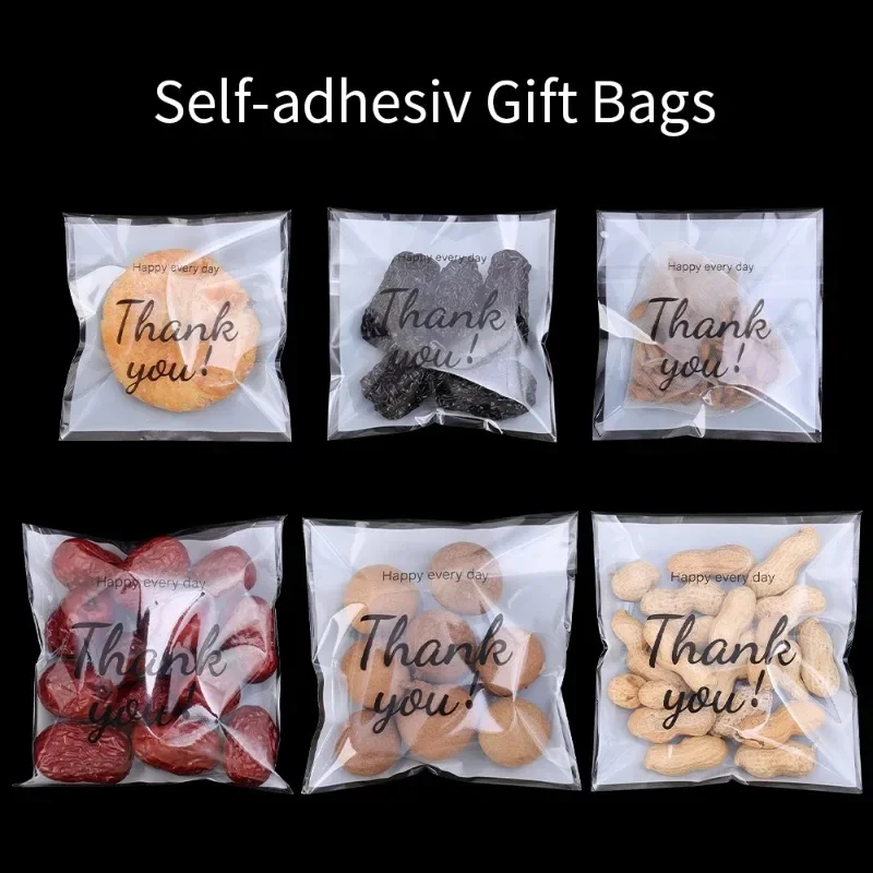300/100Pcs Thank You Candy Bag Plastic Self-Adhesive Biscuit Snacks Chocolates Lollipop Baking Wedding Birthday Party Gift Bags 3