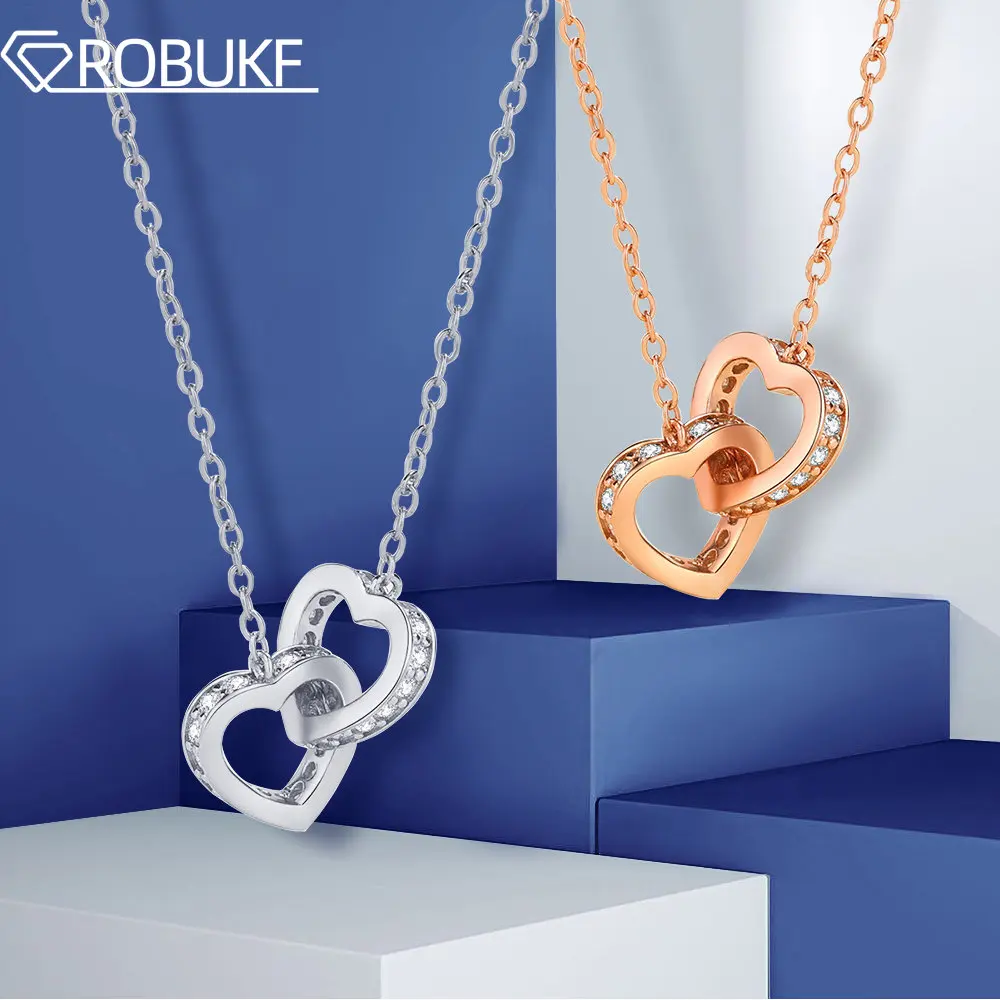 

Heart Pendant Necklace For Women 0.48ct Moissanite Diamond 925 Sterling Silver Rose Gold Silver Chain Necklace Fine Jewelry