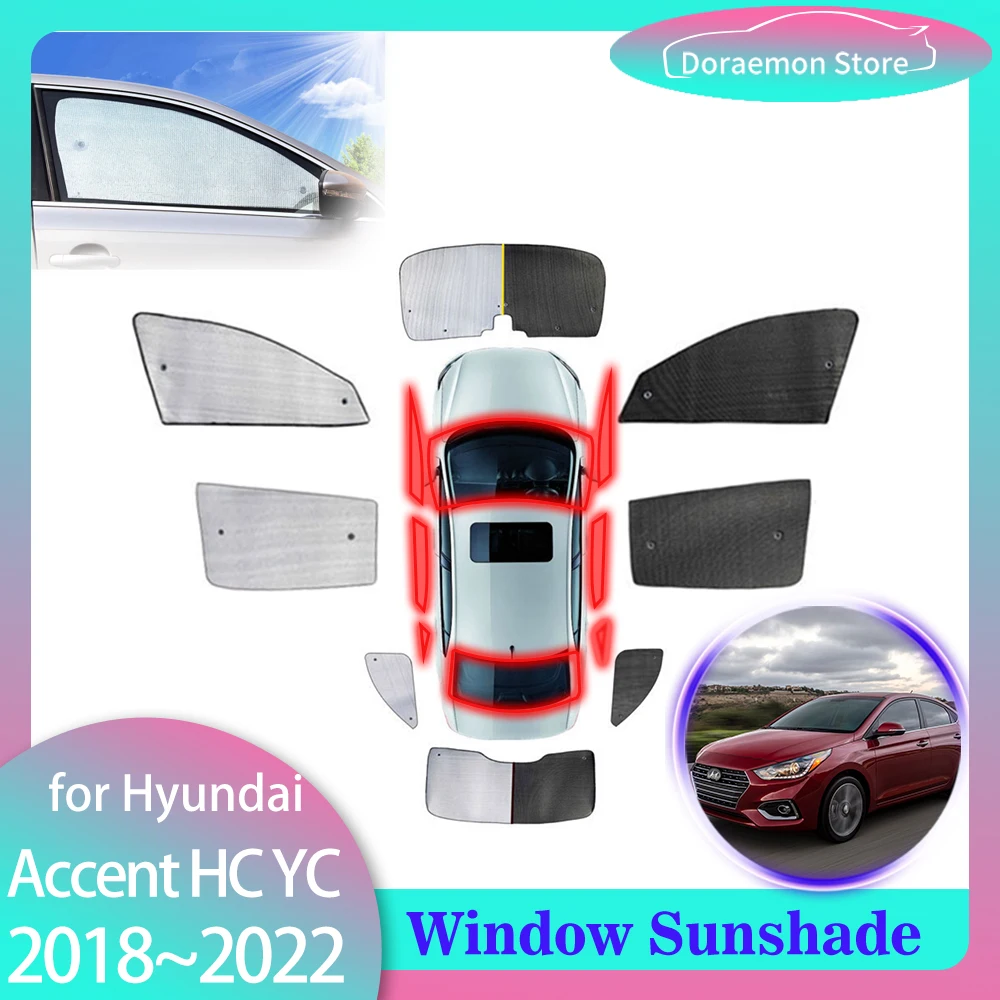 

Full Sunshades Cover For Hyundai Accent Verna Solaris HC YC Sedan 2018~2022 Rear Window Visor Mat Windshield Curtain Accessories