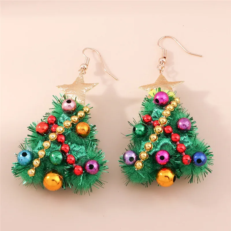 Aihua Heißer Verkauf 3D Nette Cartoon Weihnachten Ohrringe Kawaii Flauschigen Dekoration Baum Deer Glocke Ohrringe für Frauen Weihnachten Neue Jahr Geschenke
