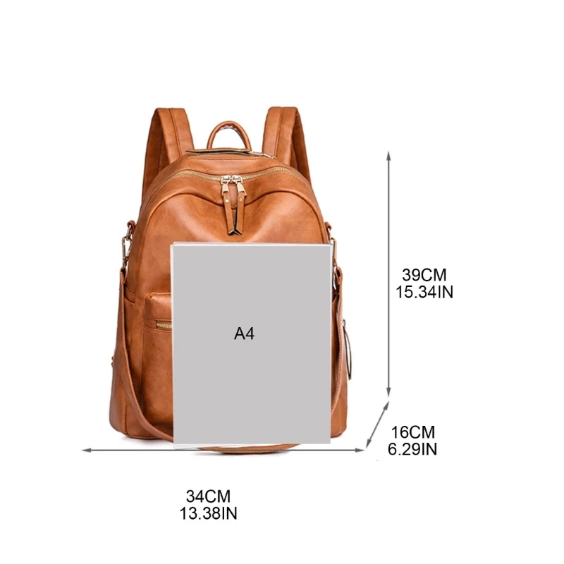 Vintage Pu Leather School Backpack College Bookbag Travel Casual Bag for Girls