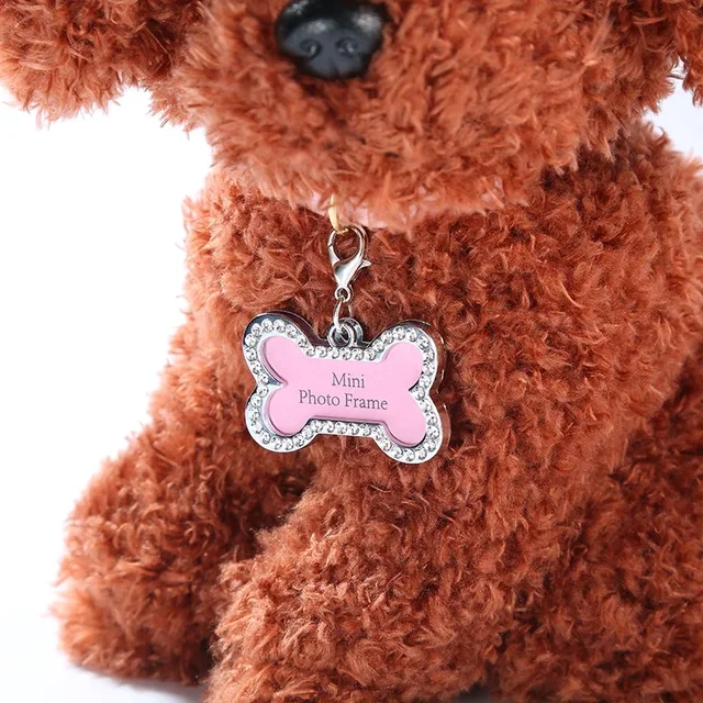 Personalized Bone Shape Pets ID Name Tag Address Pendant Dog Puppy Collar Pink Anti-Lost Card Pet Accessories 3
